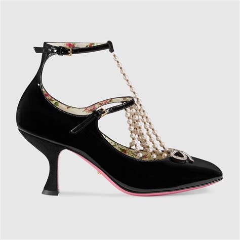 gucci t-strap release date patent leather|Gucci Patent Leather Embroidered Accent T.